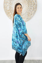 Load image into Gallery viewer, Kaftan Top in Bandung Batik Aqua. One Size Fits All.