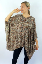 Load image into Gallery viewer, Vibrant Brown Cougar Print Kaftan Top. One Size Fits All.
