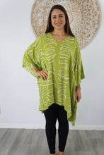 Load image into Gallery viewer, Kaftan Top in Half Moon Lime . One Size Fits All.