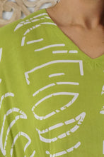 Load image into Gallery viewer, Kaftan Top in Half Moon Lime . One Size Fits All.