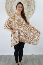 Load image into Gallery viewer, Kaftan Top in Honiara Tan & White. One Size Fits All.