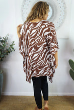 Load image into Gallery viewer, Kaftan Top in Zebra Brown. One Size Fits All.
