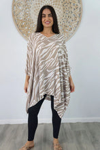 Load image into Gallery viewer, Kaftan Top in Zebra Taupe. One Size Fits All.