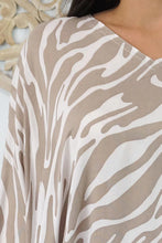 Load image into Gallery viewer, Kaftan Top in Zebra Taupe. One Size Fits All.