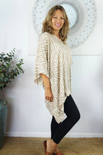 Load image into Gallery viewer, Kaftan Top Madagascar Taupe Print. One Size Fits All.