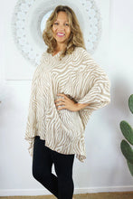 Load image into Gallery viewer, Kaftan Top Madagascar Taupe Print. One Size Fits All.