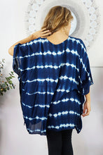 Load image into Gallery viewer, Kaftan Top Nirvana Navy Tie Dye Print. One Size Fits All.