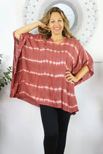 Load image into Gallery viewer, Kaftan Top Nirvana Sienna Tie Dye Print. One Size Fits All.