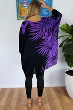 Load image into Gallery viewer, Vibrant Palm Frond Purple Kaftan Top. One size fits all.