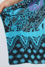 Load image into Gallery viewer, Sundrenched Retro Batik Turquoise Kaftan Top.  One Size Fits All.