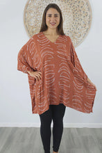 Load image into Gallery viewer, Kaftan Top In Half Moon Terracotta. One Size Fits All.