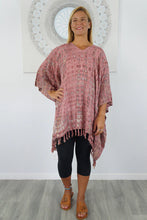 Load image into Gallery viewer, Vibrant Sienna Tie Dye Crackle Print Kaftan Top. One Size Fits All.