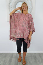 Load image into Gallery viewer, Vibrant Sienna Tie Dye Crackle Print Kaftan Top. One Size Fits All.
