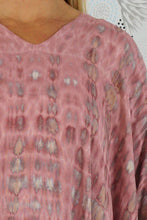 Load image into Gallery viewer, Vibrant Sienna Tie Dye Crackle Print Kaftan Top. One Size Fits All.