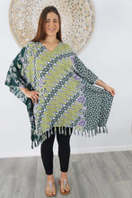 Load image into Gallery viewer, Kaftan Top in Kediri Green. One Size Fits All.