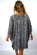 Load image into Gallery viewer, Vibrant Grey Cougar Print Kaftan Top. One Size Fits All.