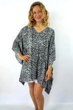Load image into Gallery viewer, Vibrant Grey Cougar Print Kaftan Top. One Size Fits All.