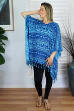 Load image into Gallery viewer, Vibrant Aqua Africa Print Kaftan Top. One Size Fits All.