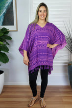 Load image into Gallery viewer, Vibrant Purple Africa Print Kaftan Top. One Size Fits All.