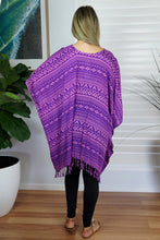 Load image into Gallery viewer, Vibrant Purple Africa Print Kaftan Top. One Size Fits All.