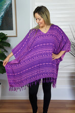 Load image into Gallery viewer, Vibrant Purple Africa Print Kaftan Top. One Size Fits All.