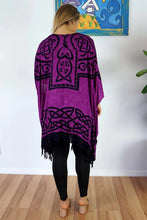 Load image into Gallery viewer, Celtic Print Purple kaftan top.  One Size Fits All.
