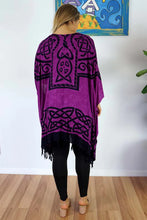 Load image into Gallery viewer, Celtic Print Purple kaftan top. One Size Fits All.