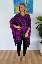 Load image into Gallery viewer, Celtic Print Purple kaftan top.  One Size Fits All.
