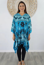 Load image into Gallery viewer, Kaftan Top Ganesha Aqua. One Size Fits All.