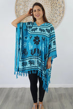 Load image into Gallery viewer, Kaftan Top Ganesha Aqua. One Size Fits All.