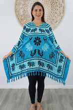 Load image into Gallery viewer, Kaftan Top Ganesha Aqua. One Size Fits All.