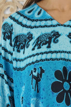 Load image into Gallery viewer, Kaftan Top Ganesha Aqua. One Size Fits All.