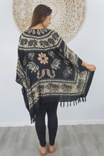 Load image into Gallery viewer, Kaftan Top Ganesha Black & Mustard. One Size Fits All.