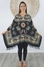 Load image into Gallery viewer, Kaftan Top Ganesha Black & Mustard. One Size Fits All.