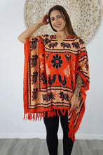 Load image into Gallery viewer, Kaftan Top in Ganesha Orange. One Size Fits All.