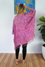 Load image into Gallery viewer, Kaftan Top In Malteze Pink & Aqua. One Size Fits All.