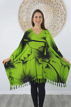 Load image into Gallery viewer, Sundrenched Outline Lime Kaftan Top.  One Size Fits All.