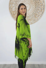Load image into Gallery viewer, Sundrenched Outline Lime Kaftan Top.  One Size Fits All.