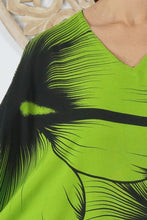 Load image into Gallery viewer, Sundrenched Outline Lime Kaftan Top.  One Size Fits All.