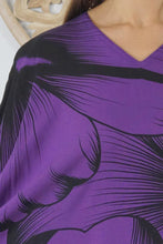 Load image into Gallery viewer, Sundrenched Outline Purple Kaftan Top.  One Size Fits All.