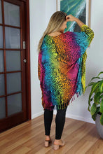 Load image into Gallery viewer, Vibrant Rainbow Cheetah Print Kaftan Top. One Size Fits All.
