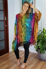 Load image into Gallery viewer, Vibrant Rainbow Cheetah Print Kaftan Top. One Size Fits All.