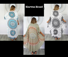 Load image into Gallery viewer, Long Turquoise & White Mandala Sequined Cape/Kimono. Free Size