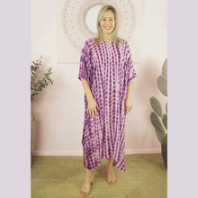 Load image into Gallery viewer, Sundrenched Crackle Purple Long Kaftan Dress. One Size Fits All.
