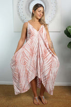 Load image into Gallery viewer, feather print dusty pink festival dress 
