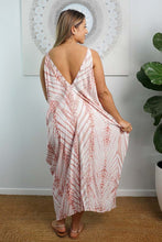 Load image into Gallery viewer, Relaxed Fit Festival Boho Dress Feather Sienna Dusty Pink.  One size.  Fits sizes 10-18.
