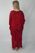 Load image into Gallery viewer, Festive Sundrenched Animal Red Long Kaftan Dress. One size fits all.