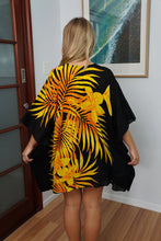 Load image into Gallery viewer, Vibrant Palm Frond gold/yellow kaftan top. One size fits all.