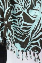 Load image into Gallery viewer, Vibrant Rarotonga dark chocolate & mint kaftan top. One size fits all.