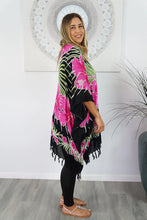 Load image into Gallery viewer, Colourful & vibrant Waikiki Pink kaftan top. One size fits all.